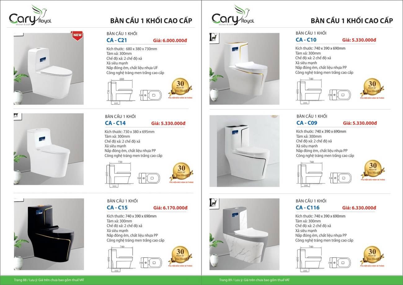 Bảng giá và Catalogue Thiết bị vệ sinh CARY ROYAL mới nhất /Page 45